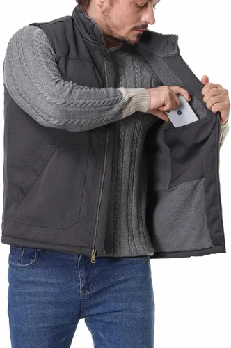 Miniatura 3 de MOERDENG Chaleco de cuello alto falso con forro polar lavado de pato lavado para hombre