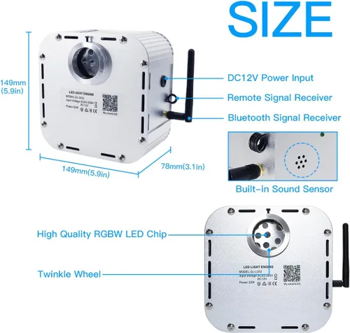 Miniatura 4 de Kit de luz de fibra óptica RGBW con sensor de sonido de 32 W