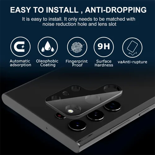 Miniatura 3 de Suoman Paquete de 3 protectores de lente de cámara para Samsung Galaxy S22 Ultra 5G, película protectora de pantalla de vidrio templado HD