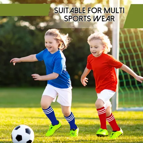 Miniatura 3 de Zando Calcetines de fútbol para niños, calcetines altos hasta la rodilla para niños y niñas, transpirables para niños y jóvenes, calcetines