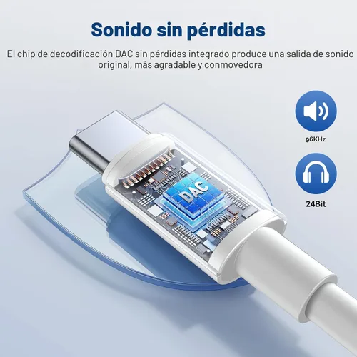 Miniatura 4 de Adaptador USB C a conector de auriculares de 0.138 in para iPhone 16/16 Pro/15/15 Pro/Pro Max/Plus, cable auxiliar tipo C compatible con iPad