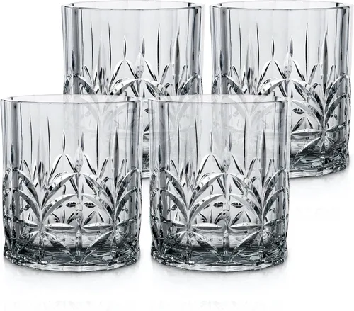 Miniatura 12 de BELLAFORTE Juego de 4 vasos de whisky de plástico Tritan de 13 onzas, vasos de vino irrompibles de corte de cristal inastillables para cócteles