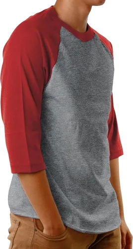 Miniatura 2 de Hat and Beyond Camisetas raglán de béisbol para hombre, manga 34, informal, de algodón, S-3XL, 1KSA0001