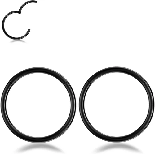 Nose Rings Hoop and Nose Studs Sets for Women Men,Hypoallergenic 316L Surgical Stainless Steel Hinged Clicker Segment Nose Rings Hoop Helix