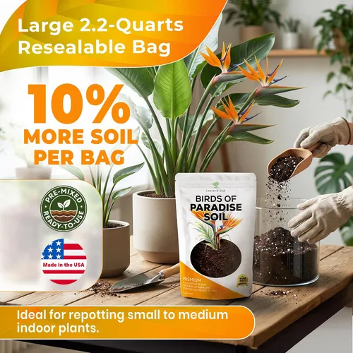 Miniatura 5 de Bird of Paradise - Mezcla profesional para macetas de 2.2 cuartos de galón, lista para usar, tierra de interior premium para plantas de aves