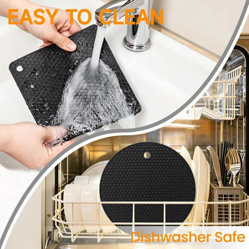 Miniatura 7 de Salvamanteles de silicona para platos calientes, almohadillas calientes antideslizantes para protector de encimera de cocina, alfombrilla resistente