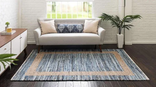 Miniatura 4 de Unique Loom Chindi Jute Collection - Alfombra rectangular (2' x 3' 1", rectangular, azul marino/natural)