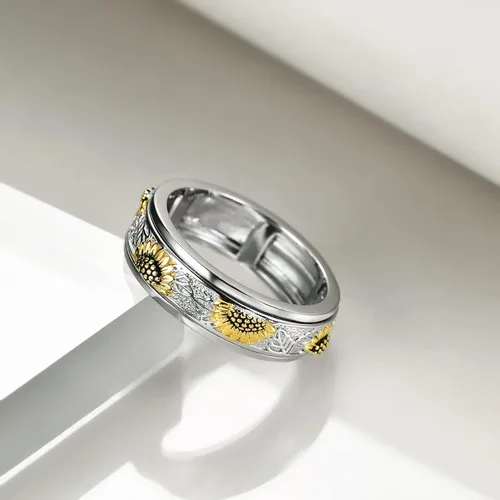 Miniatura 2 de POPLYKE Anillos giratorios giratorios de plata de ley para mujer, para aliviar el estrés, regalo