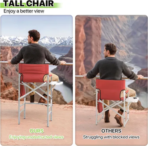 Miniatura 9 de Magshion Silla alta de director para personas mayores y maquilladores, altura del asiento de 31 pulgadas, capacidad de 250 libras, silla plegable