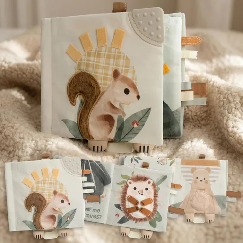 Miniatura 9 de Libro suave para bebé con páginas táctiles y de textura - Lindo libro sensorial para bebés de 0-6, 6-12 y 12-18 meses con espejo y papel arrugado