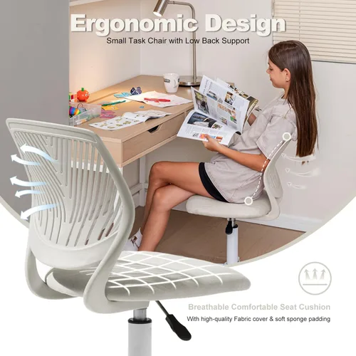 Miniatura 5 de Homy Casa Silla de oficina ergonómica con cojín de tela transpirable y base giratoria ajustable para espacios de trabajo comerciales y oficinas