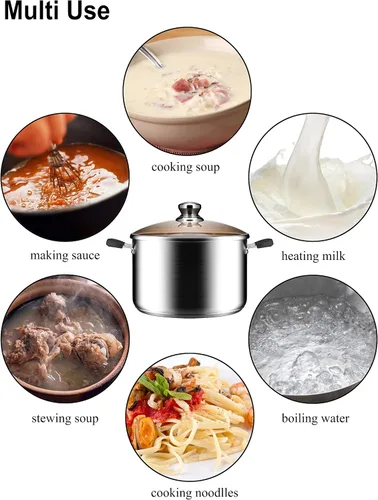 Miniatura 5 de VENTION Olla de acero inoxidable, olla de sopa con tapa, olla de cocina de 3.8 cuartos de galón