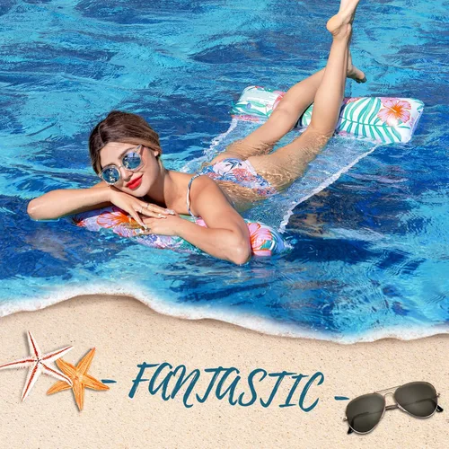 Miniatura 9 de Flotadores de piscina para adultos, paquete de 2 flotadores inflables para piscina, 4 en 1, balsas multiusos tumbona hamaca de agua para piscina
