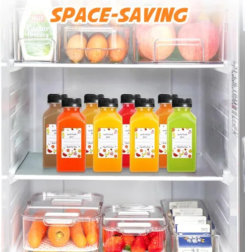 Miniatura 6 de Leaflai Botellas de jugo – Botellas de 8 onzas con tapas, 12 recipientes de plástico para jugo con tapas, recipientes de bebidas reutilizables