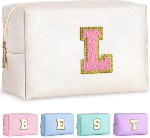 TOPEAST - Bolso de maquillaje para mujer, Large (4 Blanco nacarado-rosa