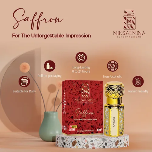 Miniatura 2 de Azafrán Attar Roll On Perfume, sin alcohol, Unisex, 0.2 fl oz