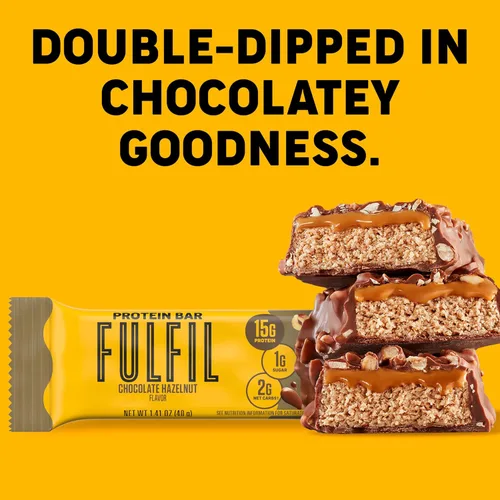 Miniatura 6 de FULFIL Barritas proteicas con sabor a avellana y chocolate, sin gluten, con 0.55 onzas de proteína, grapas de despensa, 12