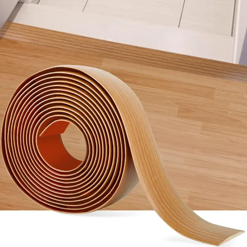 Miniatura 21 de Tira de transición de suelo de 5 pies, autoadhesiva, cubierta de vinilo, tira de transición divisora plana, diseño de grano de madera para huecos