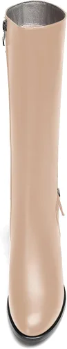 Miniatura 3 de AMBELIGHT Botas de tacón bajo grueso para mujer, con puntera redonda, color liso, con cremallera, 2 pulgadas