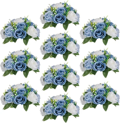 Miniatura 30 de Sziqiqi - 2 flores artificiales, flores de seda, 15 tallos para centros de mesa de flores o arreglos colgantes. Blanco puro