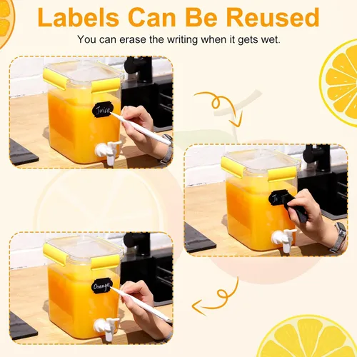 Miniatura 6 de Mumufy Juego de 3 dispensadores de bebidas de plástico para fiestas, dispensador de bebidas para refrigerador con espita recipiente de limonada
