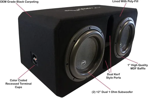 Miniatura 2 de Harmony Audio HA-ML2X12D1 - Subwoofer universal de la serie Monolith, dual de 12 pulgadas, 3000W RMS, 1 Ohm, con cajón ventilado y cargado