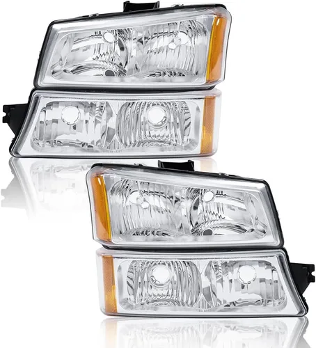 Miniatura 13 de G-PLUS Faros delanteros compatibles con Chevy Avalanche 1500 2500/Ajuste Chevy Silverado 1500 2500 HD 3500 2003-2006, lente transparente, carcasa