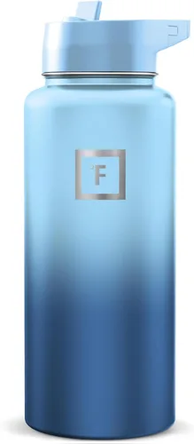 Miniatura 123 de IRON °FLASK Frasco de hidratación para acampar y senderismo con pajilla, botella de agua deportiva de acero inoxidable con aislamiento de boca