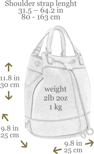 Miniatura 6 de Time Resistance Bolso cubo de cuero de grano completo de cuero real para mujer