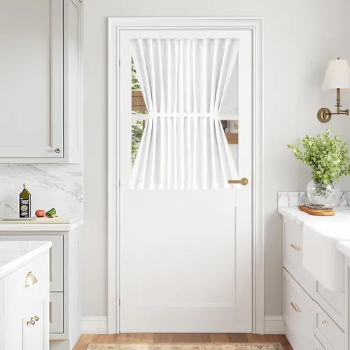 Miniatura 42 de Vatge - Cortinas autoadhesivas para puerta francesa, tratamiento de ventana con filtro de luz sin varillas ni perforaciones para puertas de cristal