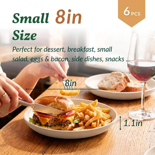 Miniatura 2 de Homienly Juego de 6 platos pequeños de postre de 8 pulgadas, platos profundos de paja de trigo irrompibles para fiestas, campamento, microondas