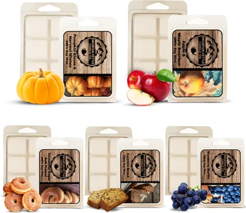 Mountain Kettle Wax Melts, cubos calentadores de cera derretida, cubos calentadores de cera, paquete de 5 (paquete de otoño)