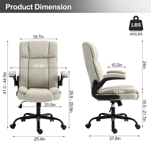 Miniatura 2 de Silla de oficina con respaldo alto, ergonómica, ejecutiva, silla de escritorio para computadora, cómoda tela, acolchada, sillas de escritorio