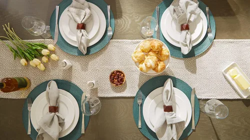 Miniatura 3 de DII Camino de mesa trenzado estilo granja, 15 x 72 pulgadas, 1 pieza, gris