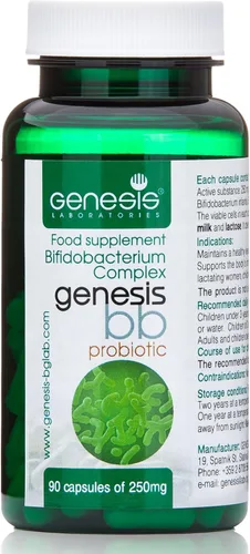 Genesis Bifidobacterium Complex BB Probiotic Puede Apoyar el Ayuno Intestinal, Digestión, Sistema Inmunológico 240 mg por cápsula 90 cápsulas