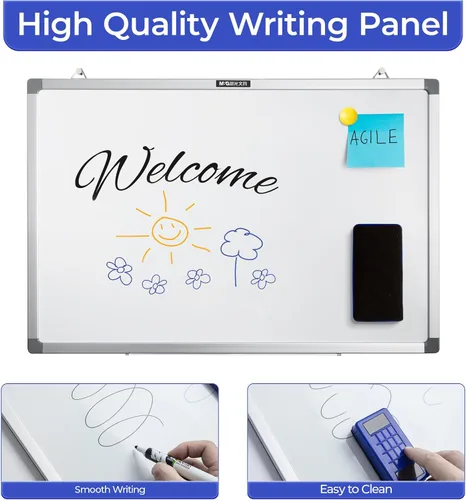 Miniatura 4 de M&G Pizarra blanca magnética de borrado en seco para pared, pizarra blanca pequeña de 18 x 12 pulgadas con 2 marcadores y 2 imanes y 1 borrador