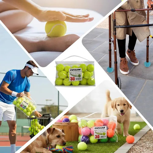 Miniatura 6 de INSUM Bulk Tennis Balls for Beginner – 20/30/60/120 Pack High Elasticity Practice Tennis Balls with Mesh Bags, Portable for Pet Dog Outdoor Playing