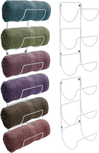 Miniatura 9 de Sorbus Toallero para pared de baño, 6 niveles para colgar toallas de baño, toallas de baño, ropa de cama, estantes negros para baño, spa, salón