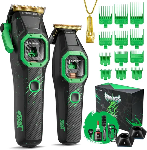 SUPRENT FANGS - Cortadora de pelo profesional con motor vectorial de 13,000 rpm, juego de cortadora de pelo profesional con control de velocidad IA,