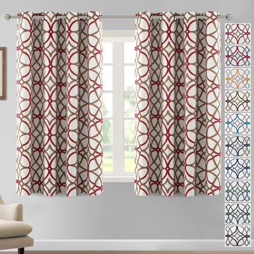 Miniatura 28 de H.VERSAILTEX Cortinas opacas con diseño impreso de 54 pulgadas de largo, juego de 2 paneles de cortinas con aislamiento térmico para dormitorio