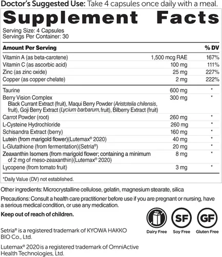 Miniatura 2 de Dr. Whitaker's Vision Essentials Gold - Suplemento de salud ocular con 40 mg de luteína Plus, zeaxantina y taurina, apoya la salud macular y protege