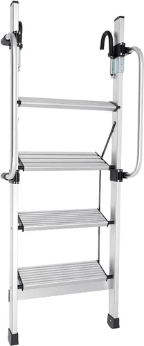 Escalera montada en la pared, litera de metal de 4 escalones, escalera de escalada con pasamanos ajustables para ático, sótano, exterior, 56.7 x