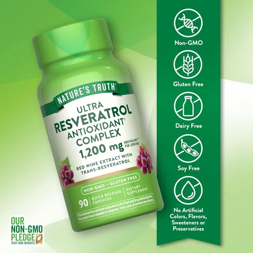 Miniatura 3 de Nature's Truth Complejo de resveratrol 90 cápsulas Suplemento sin OMG y sin gluten