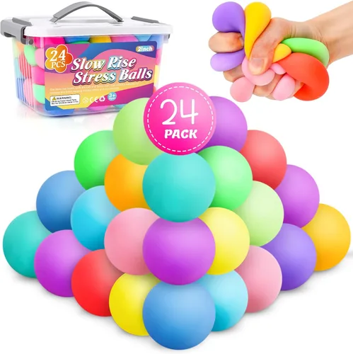 Miniatura 12 de Paquete de 8 pelotas antiestrés de aumento lento, bolas antiestrés para niños y adultos, juguetes elásticos para aliviar la ansiedad, terapia