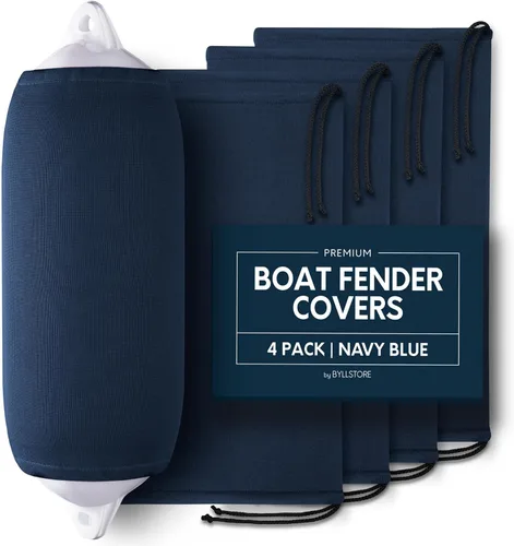 Miniatura 10 de Fundas para guardabarros de barco Varias opciones de tamaño disponibles Negro y azul marino Paquete de 1, 2 y 4 Poliéster