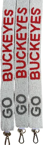 Miniatura 4 de Lashicorn Ohio - Correa para bolso con cuentas para fanáticos del fútbol universitario, 1.5 x 49 pulgadas, rojo, gris y blanco para fijar al bolso