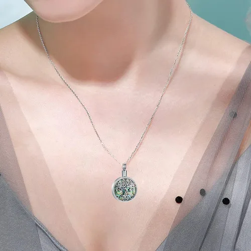 Miniatura 5 de Hearbeingt Collares de urna de lágrima para cenizas, medallón conmemorativo de cenizas del árbol de la vida, joyería de cremación, colgante