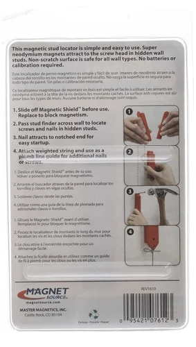 Miniatura 4 de Master Magnetics Buscador magnético de pernos con escudo – Tornillo para paneles de yeso y herramienta de detección de uñas – Fabricado con imanes
