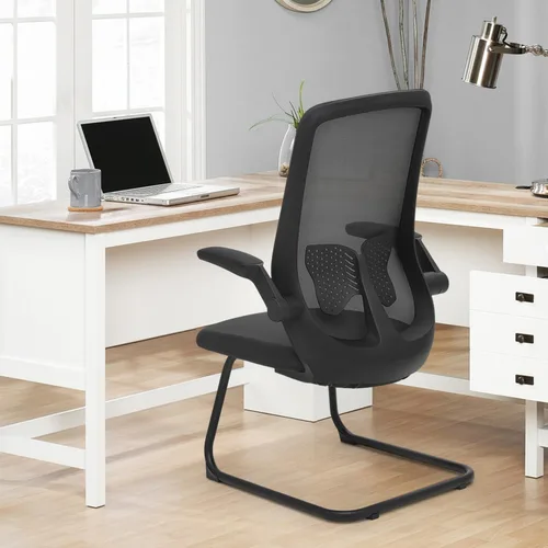 Miniatura 9 de Magshion Silla de oficina para invitados con soporte lumbar y reposabrazos deslizables, malla de malla de respaldo medio, serie de rejilla de aire