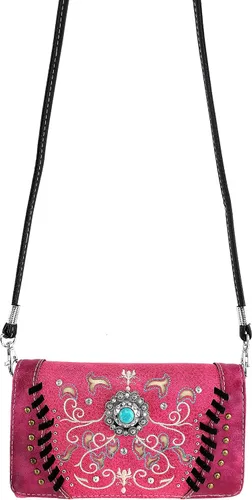 Miniatura 2 de Zelris Spring Bloom Western Concho mujeres Crossbody muñeca Trifold cartera